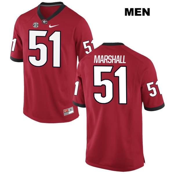 Georgia Bulldogs Men's David Marshall #51 NCAA Authentic Red Nike Stitched College Football Jersey GXH4856OF